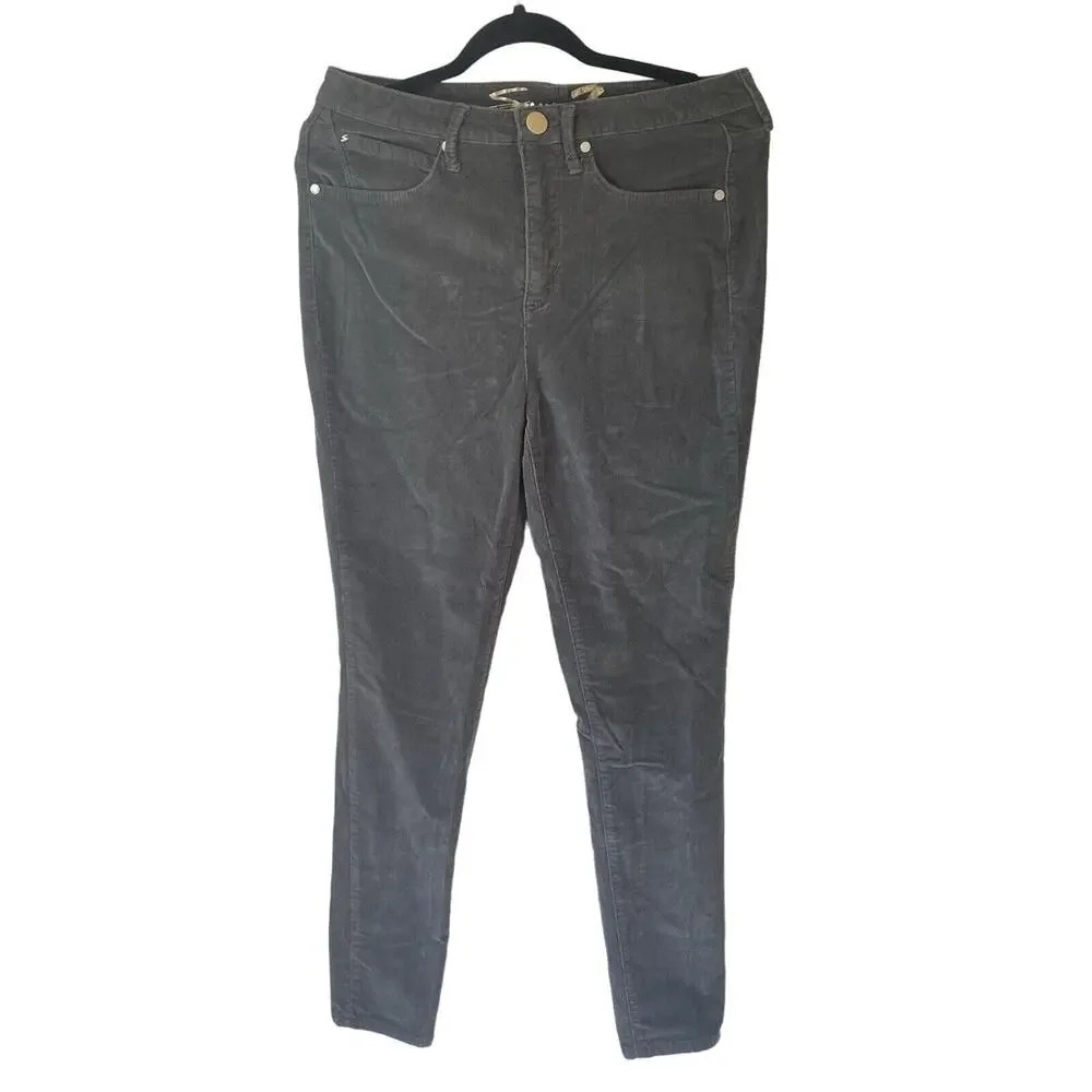 Seven 7 Jeans Women Sz 10 Ultra High Rise Skinny Corduroy Pants Khaki Pockets